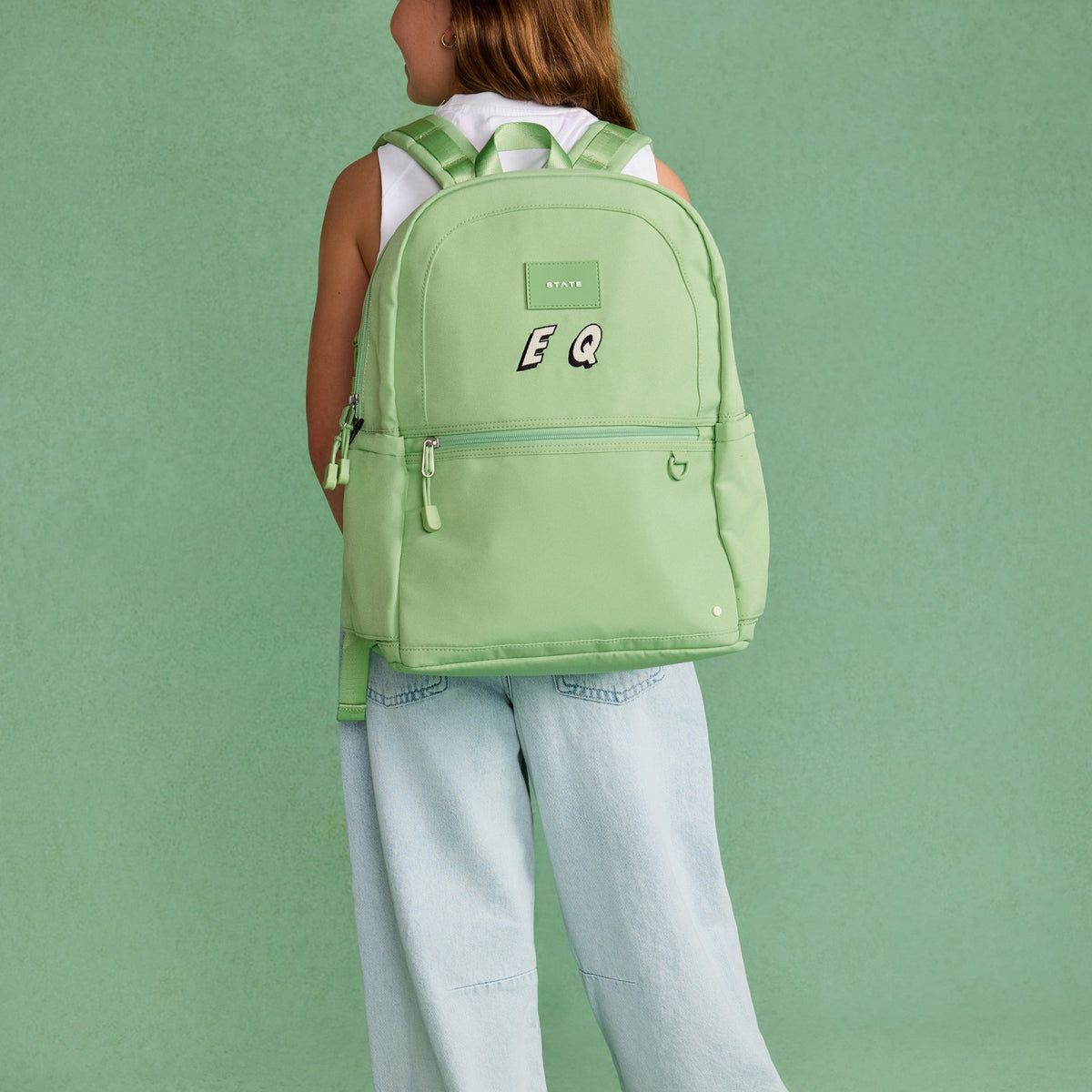 State Bags Kane Kids Double Pocket Recycled Polyester Canvas Green
