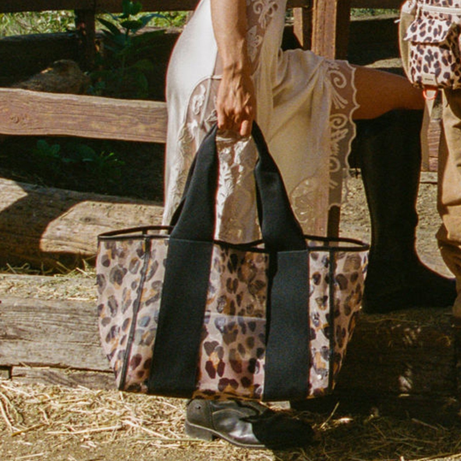 State Bags Wellington Cabana Tote Mesh Leopard