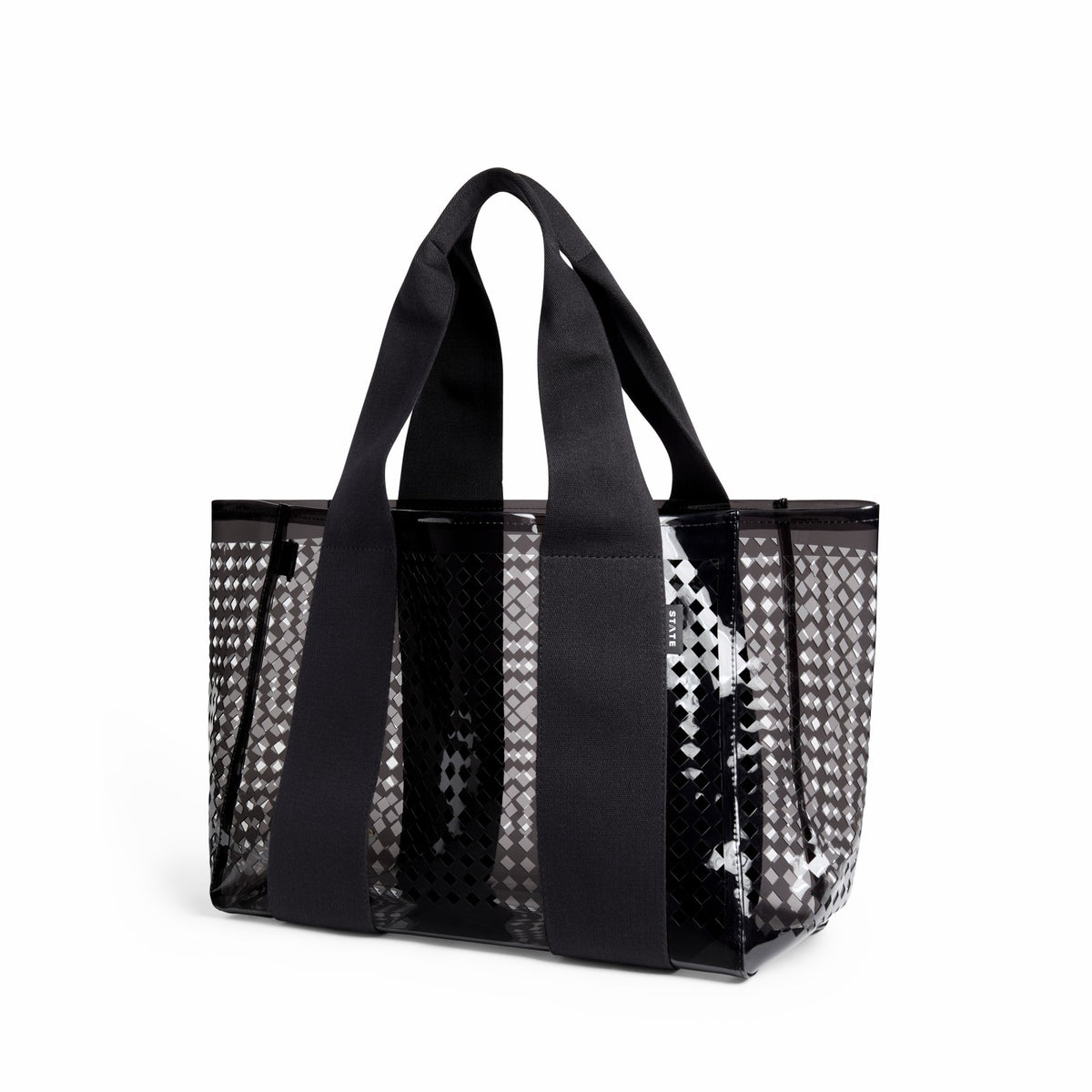 State Bags Wellington Cabana Tote Black Perforated TPU