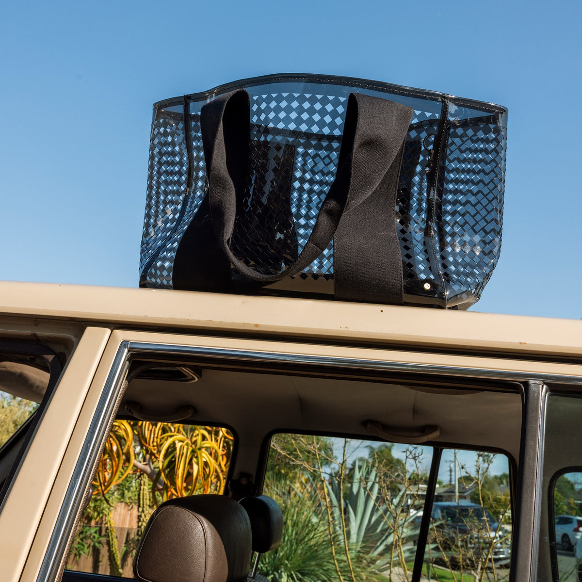 State Bags Wellington Cabana Tote Black Perforated TPU