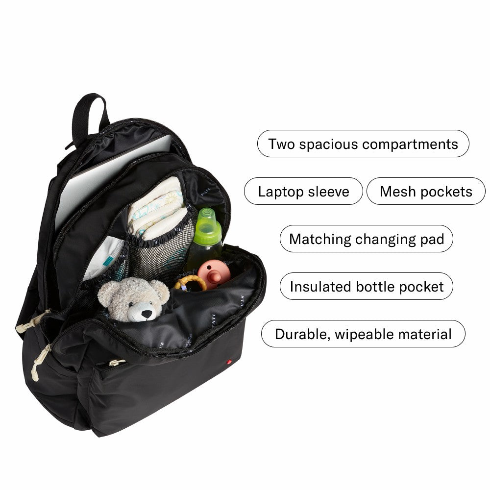 State Bags Lorimer Diaper Bag Backpack Nylon Black