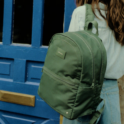 State Bags Evans Double Pocket Backpack Recycled Nylon Olive