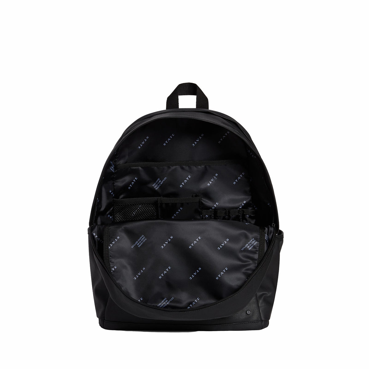 State Bags Kane Double Pocket Large Backpack Coated Canvas Black
