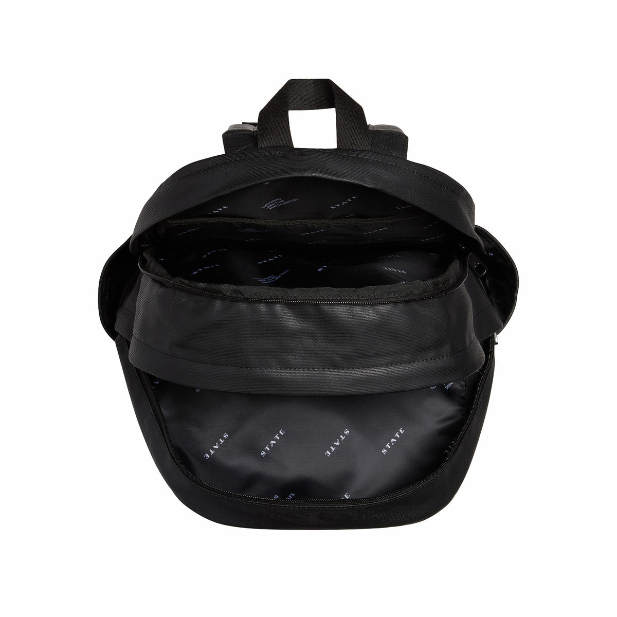 State Bags Kane Double Pocket Large Backpack Coated Canvas Black