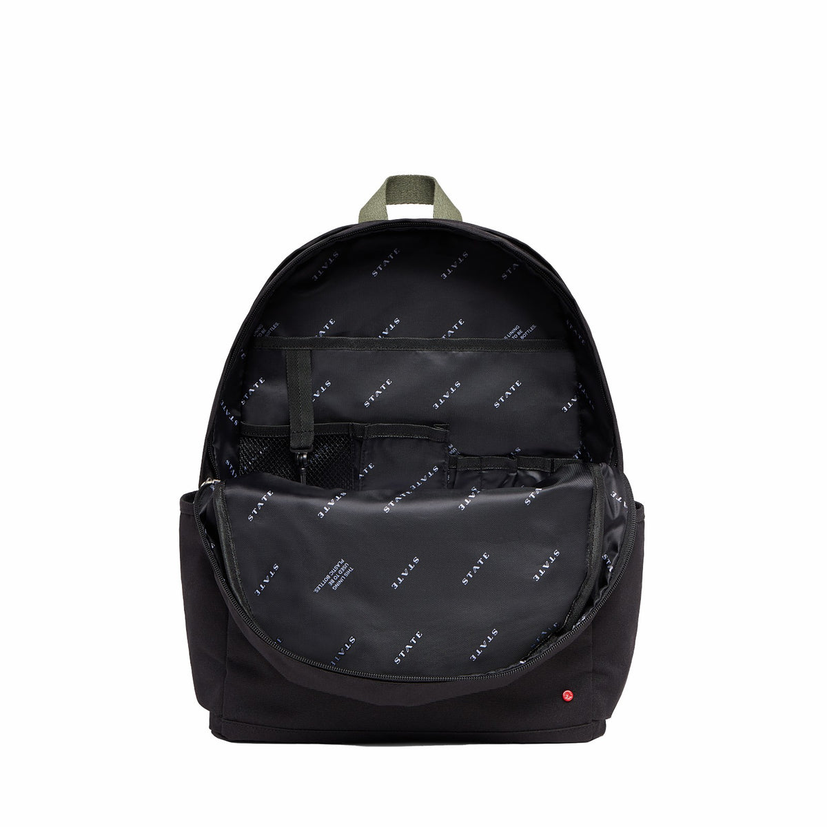 State Bags Kane Double Pocket Large Polyester Canvas Black