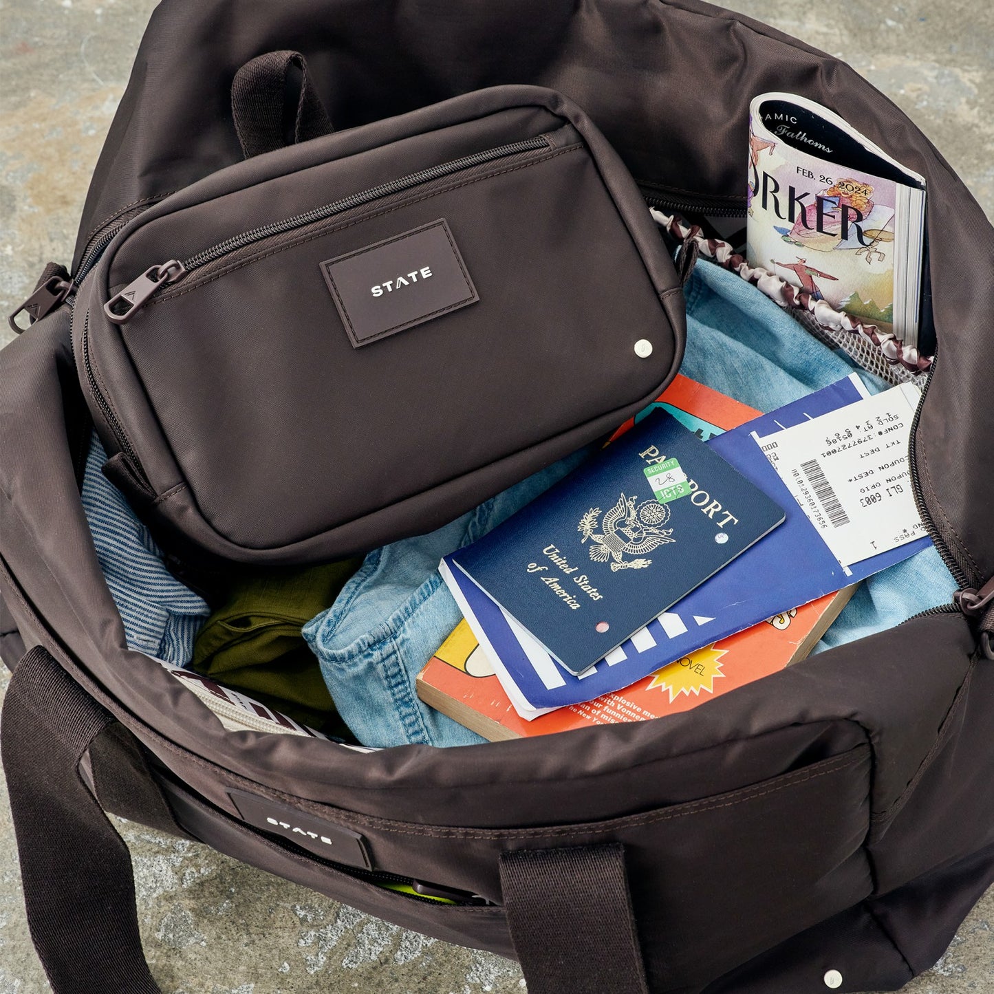 State Bags Hart Dopp Kit Nylon Brown