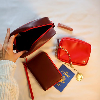 State Bags Travel Pouch Set of Two Vegan Leather Burgundy