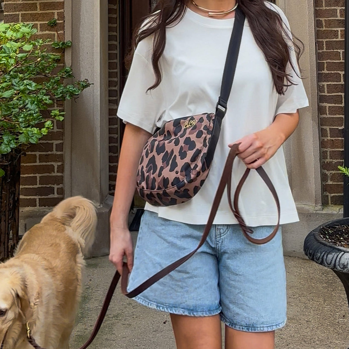 State Bags Luna Mini Crossbody Recycled Nylon Leopard