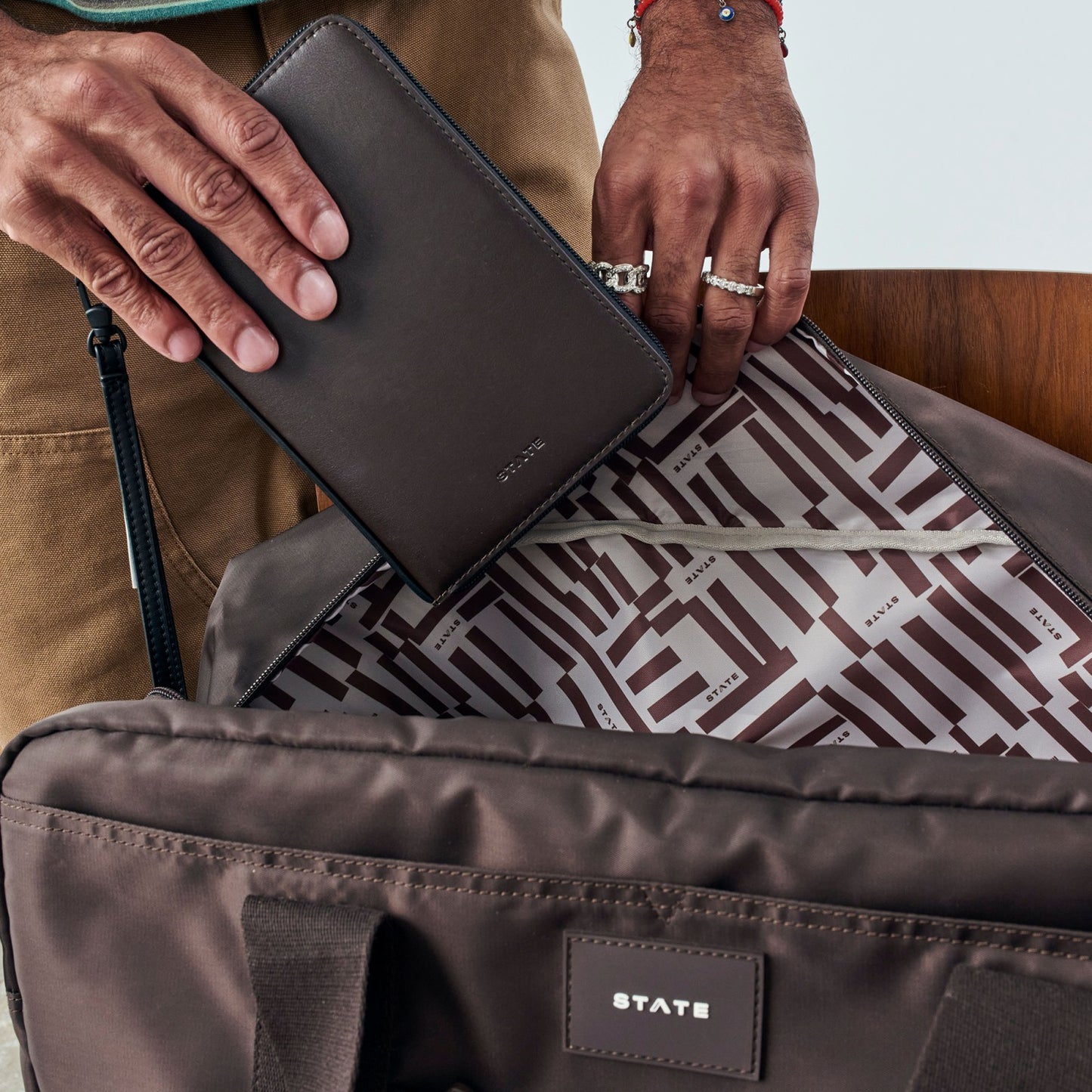State Bags Passport Holder Vegan Leather Brown