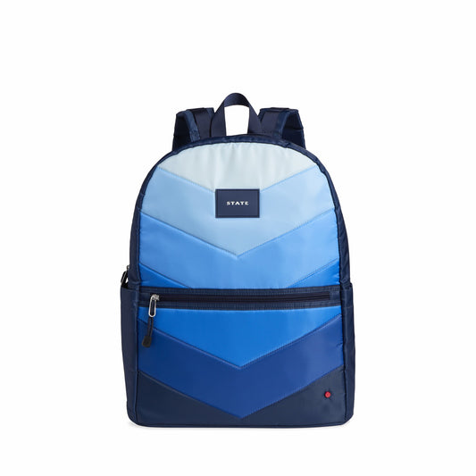 State Bags Kane Kids Large Backpack Nylon Chevron Puffer Blue
