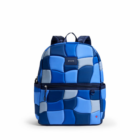 State Bags Kane Kids Large Backpack Nylon Puffer Blue Puffer Check