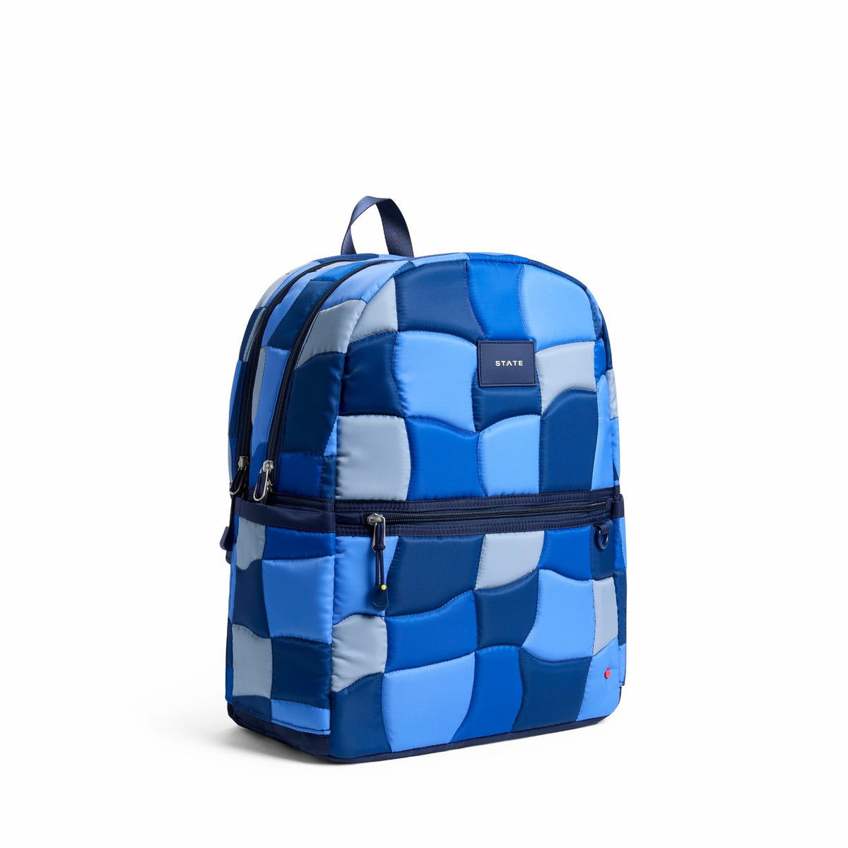 State Bags Kane Kids Large Backpack Nylon Puffer Blue Puffer Check
