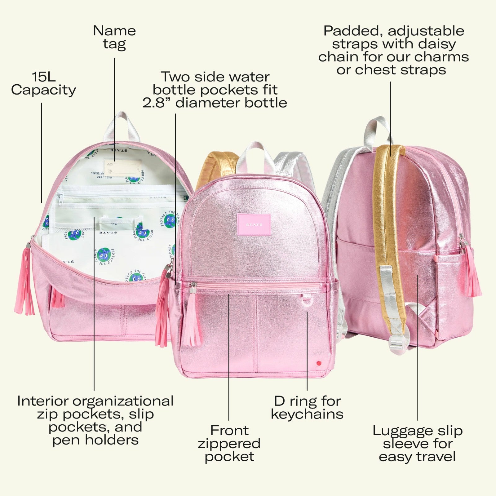 State Bags Kane Kids Backpack Polyester Canvas Paint Wave