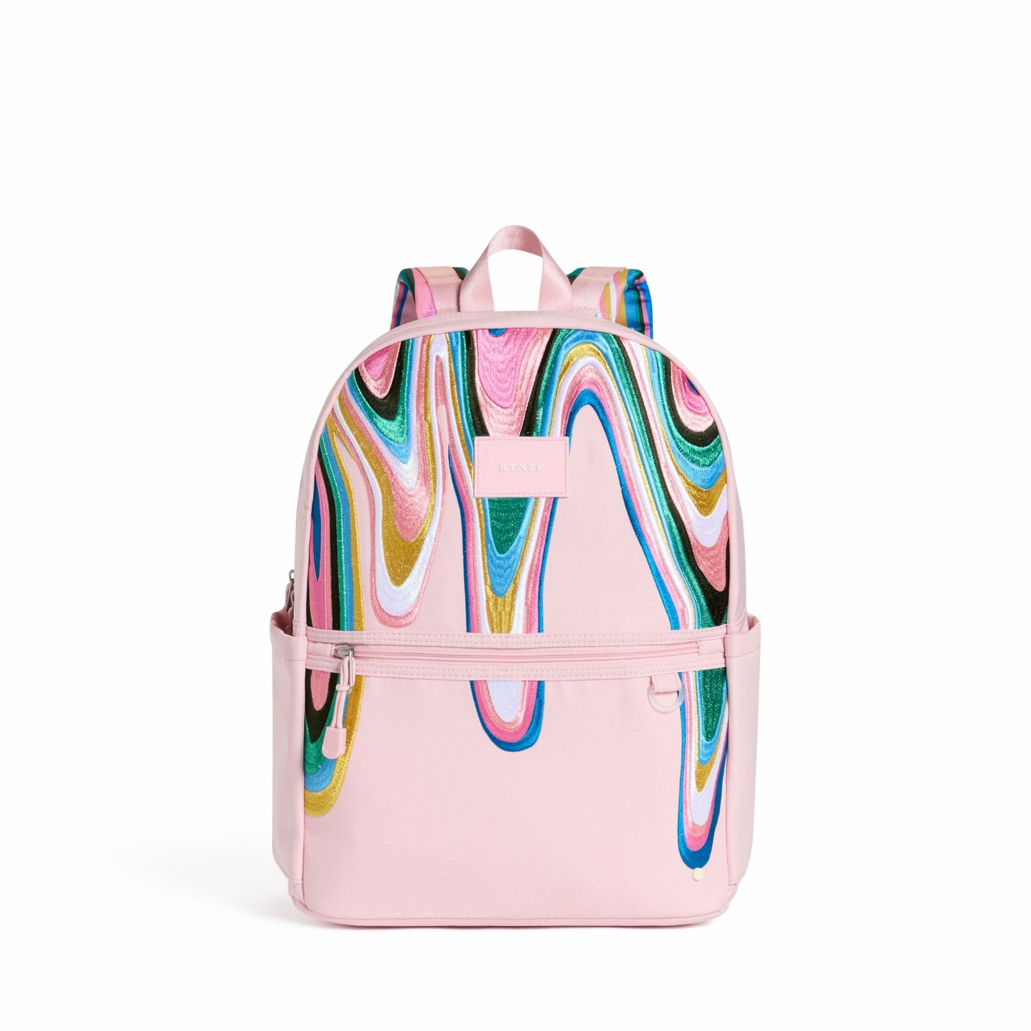 State Bags Kane Kids Double Pocket Backpack Recycled Poly Canvas Paint Wave