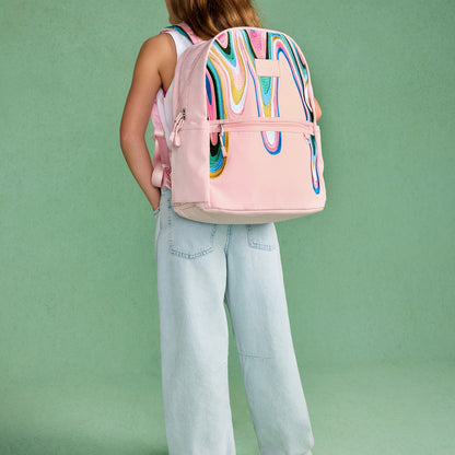 State Bags Kane Kids Double Pocket Backpack Recycled Poly Canvas Paint Wave