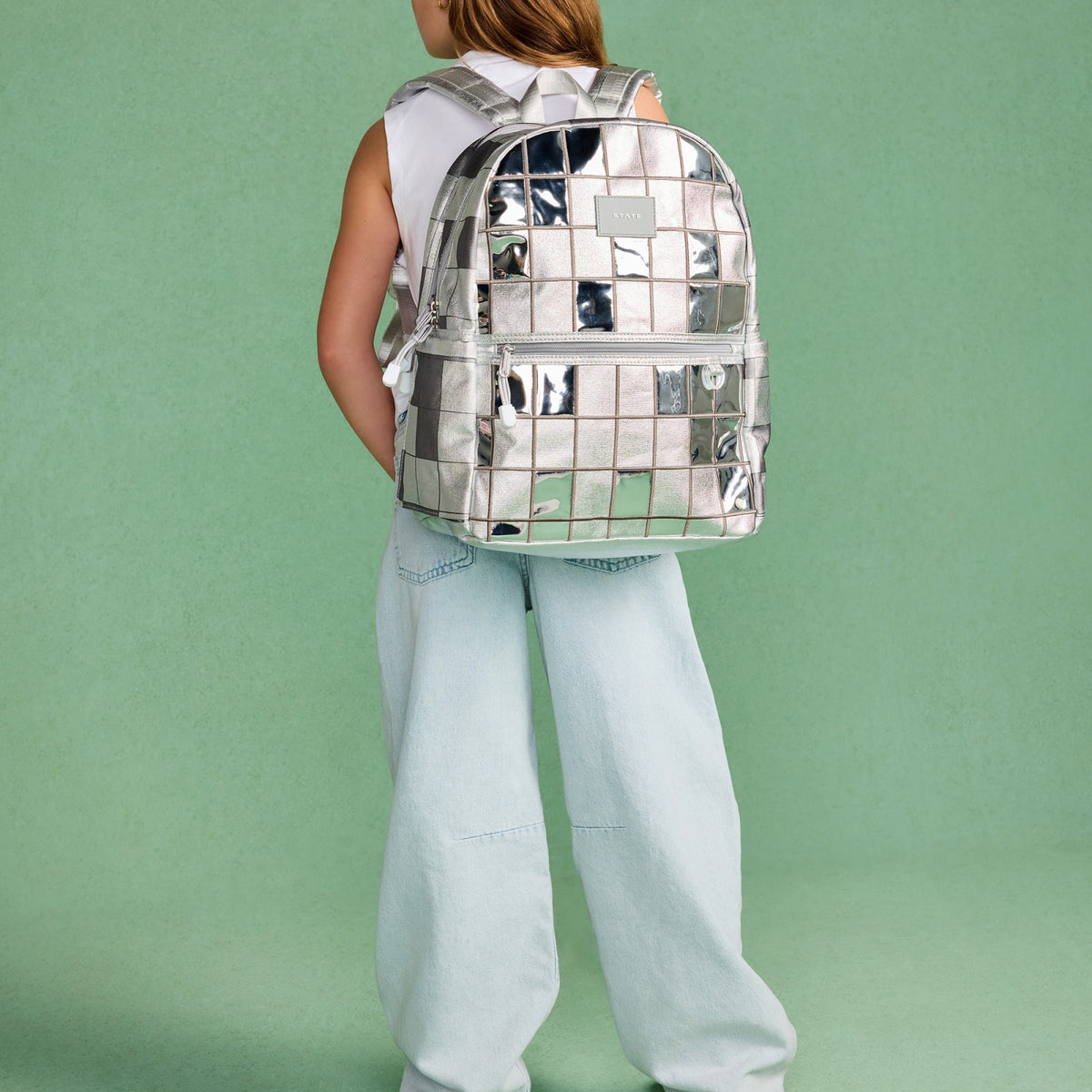 State Bags Kane Double Pocket Backpack Metallic Discoballs