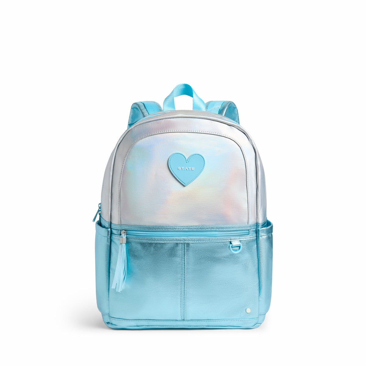 State Bags Kane Double Pocket Backpack Metallic Blue Irisdescent