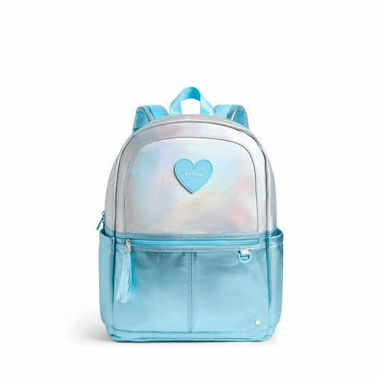 State Bags Kane Double Pocket Backpack Metallic Blue Irisdescent