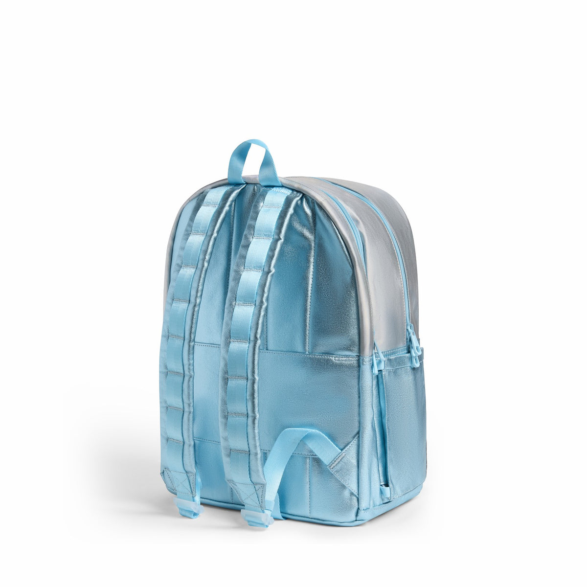 State Bags Kane Double Pocket Backpack Metallic Blue Irisdescent