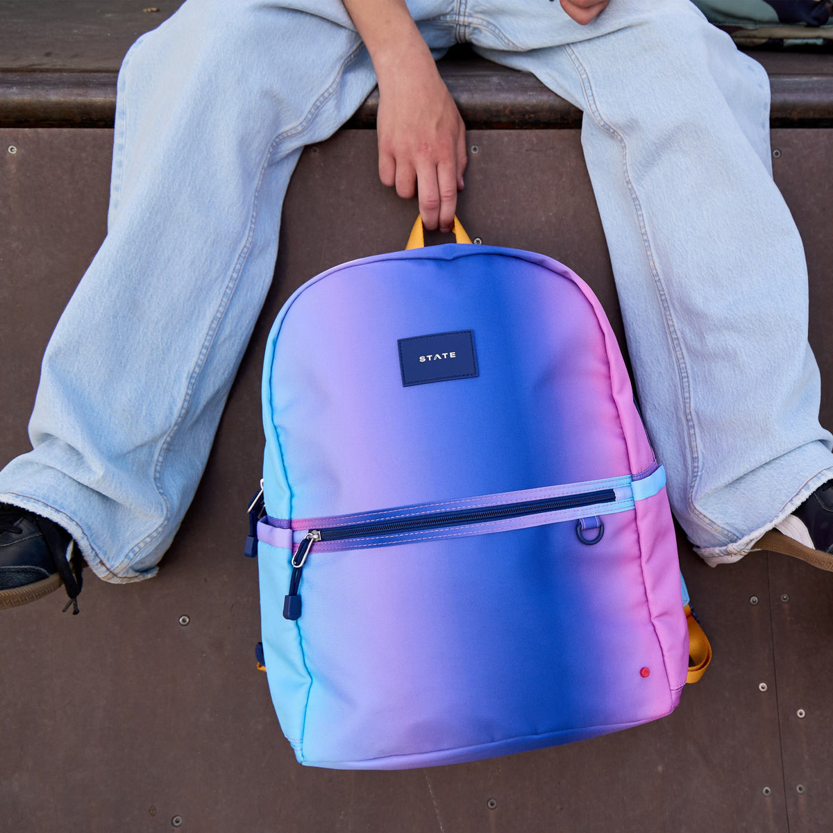 State Bags Kane Kids Large Backpack Recycled Poly Canvas Blue/Pink Gradient