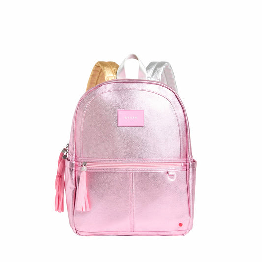State Bags Kane Kids Travel Backpack Metallic Pink/Silver
