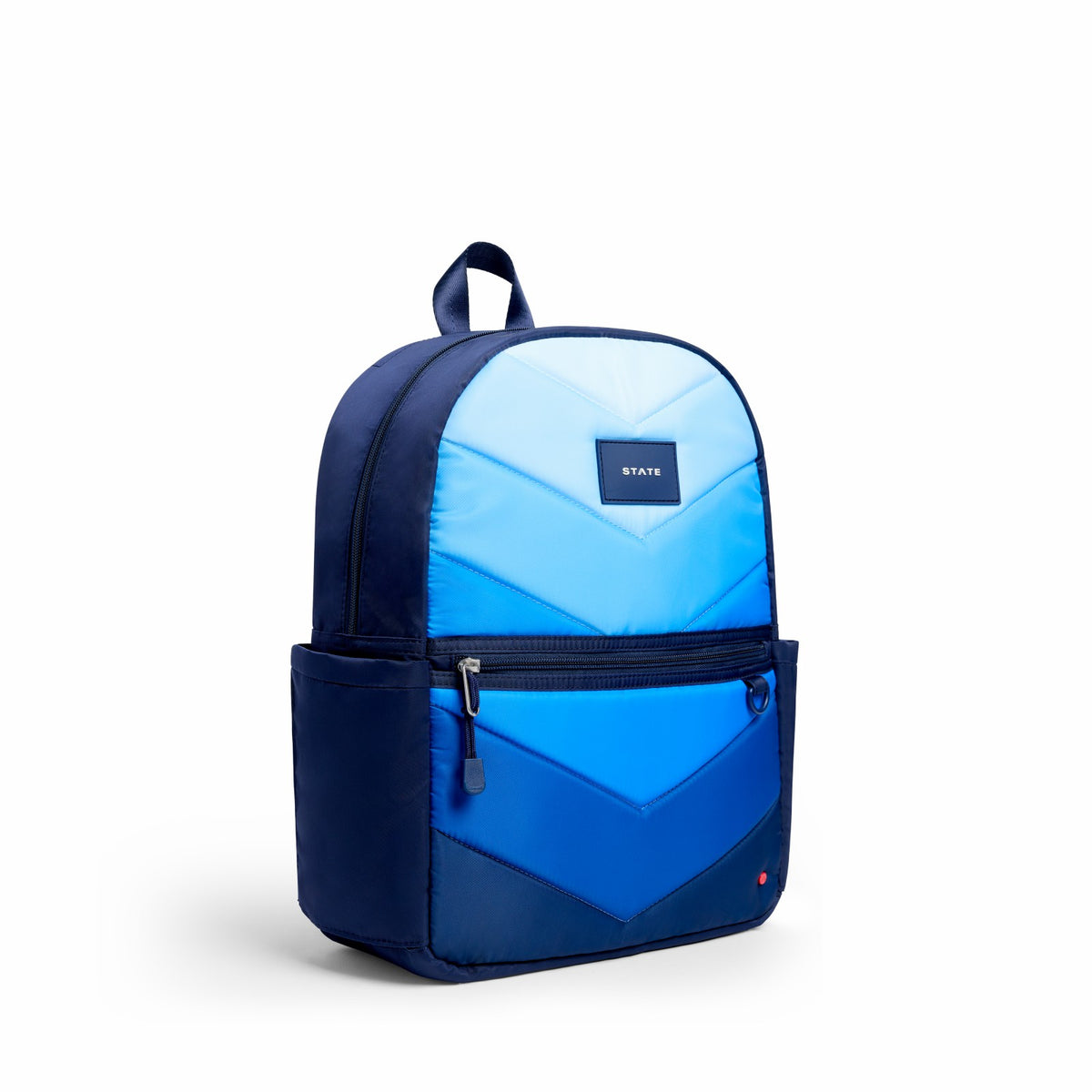 State Bags Kane Kids Backpack Nylon Puffer Blue Chevron