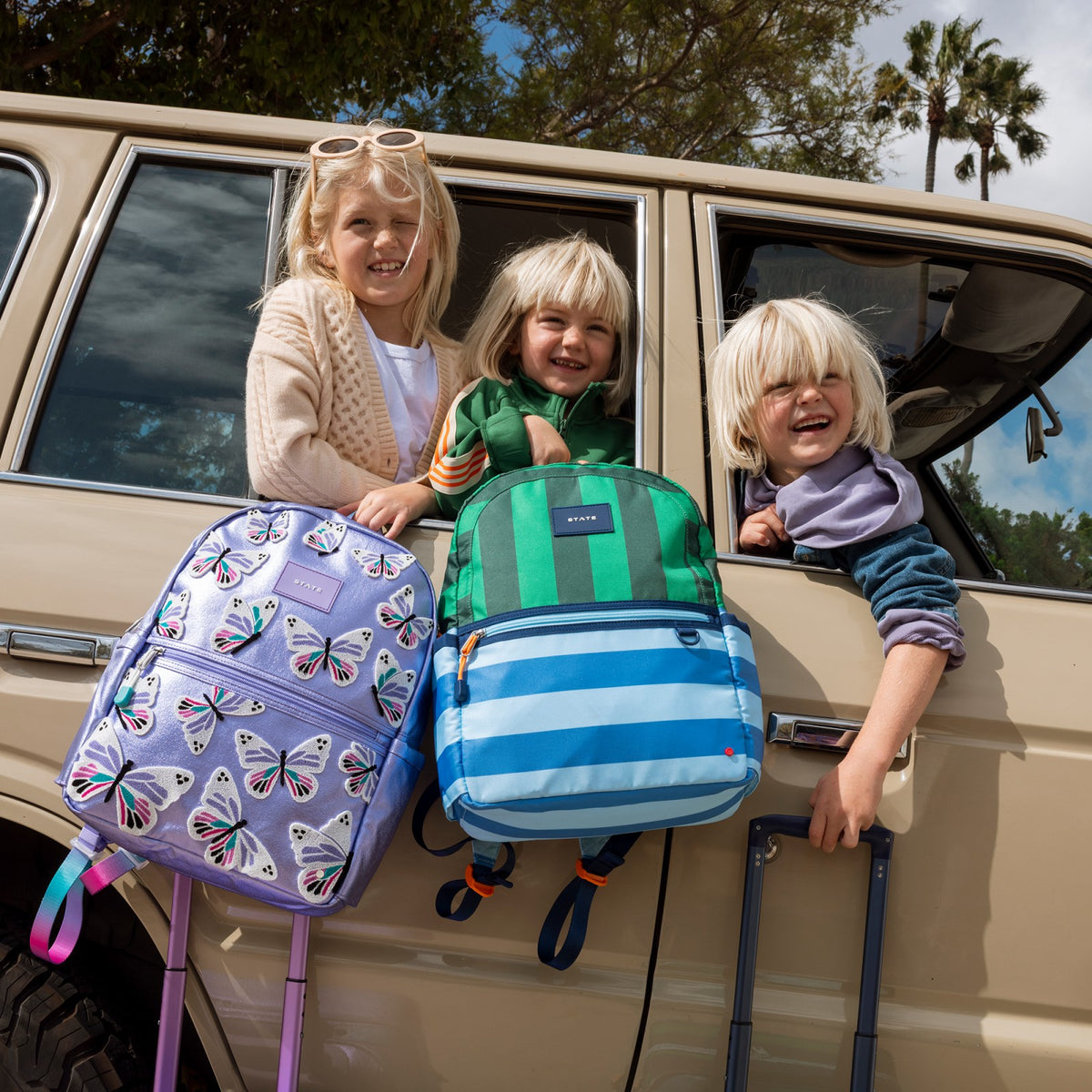 State Bags Kane Kids Travel Backpack Recycled Polyester Canvas Stripe