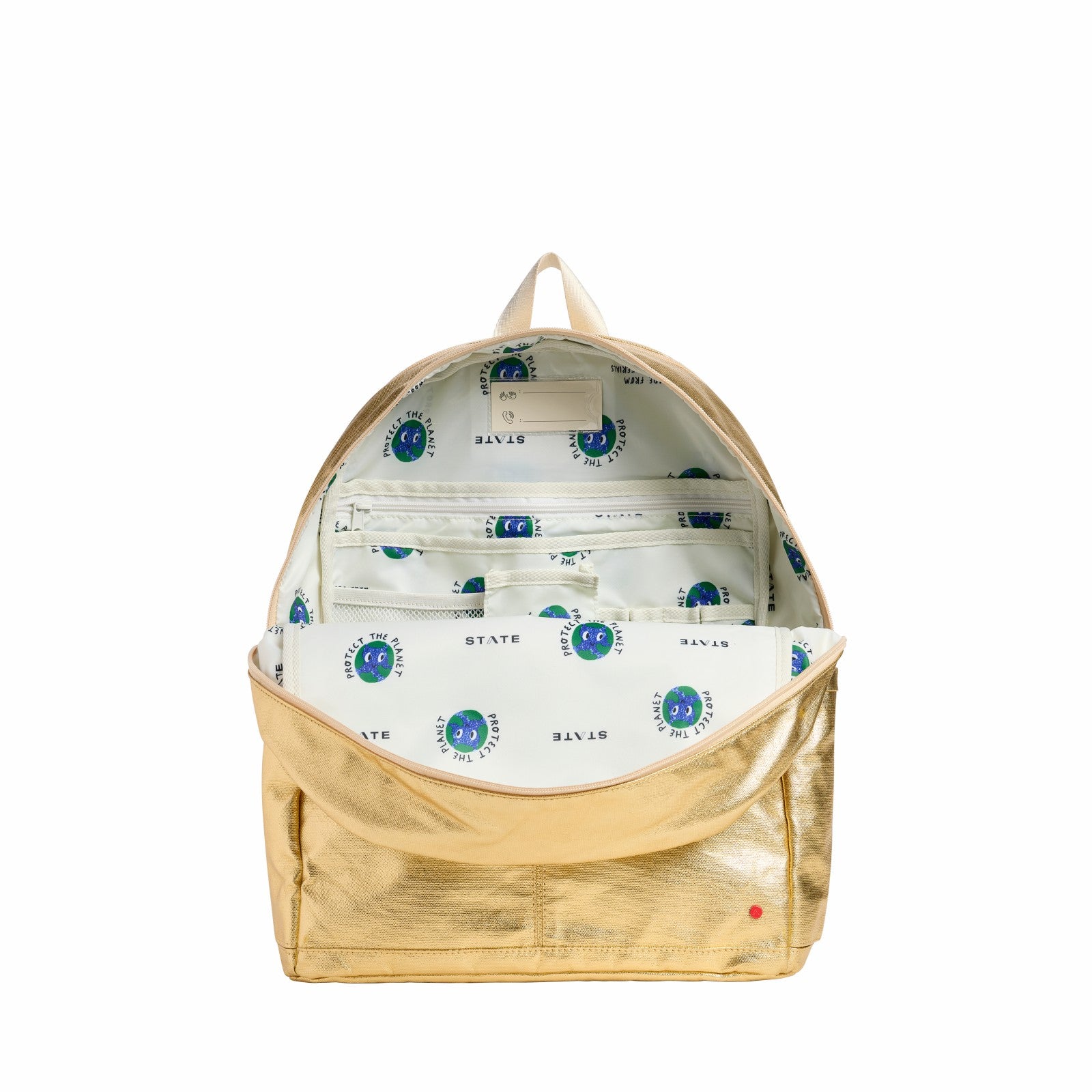 State Bags Kane Kids Large Backpack Recycled Poly Canvas Blue Check