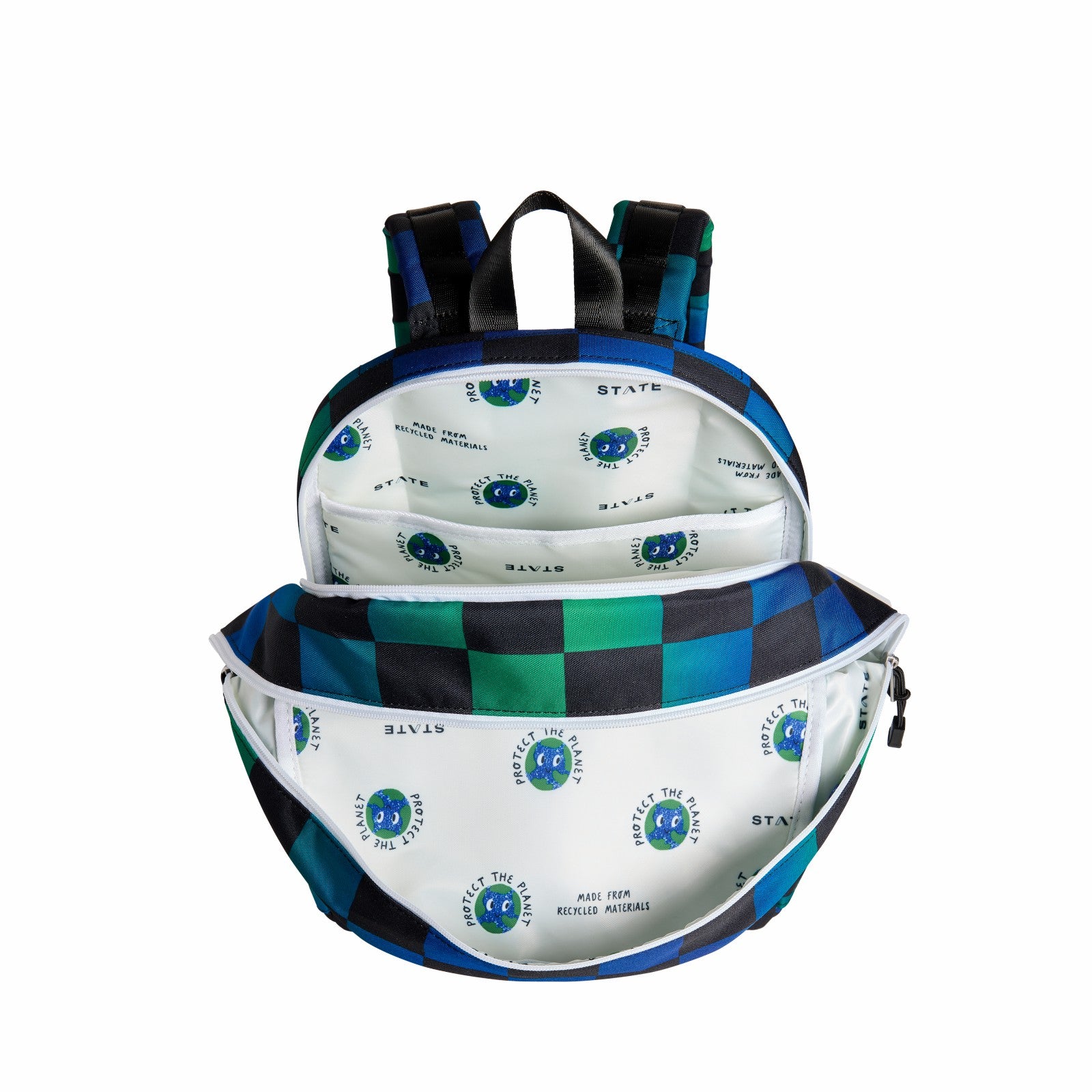 State Bags Kane Kids Double Pocket Nylon Blue Gradient Diagonal Zipper