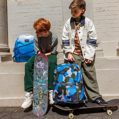 State Bags Kane Kids Double Pocket Nylon Blue Gradient Diagonal Zipper