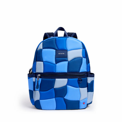 State Bags Kane Kids Double Pocket Nylon Puffer Blue Puffer Check
