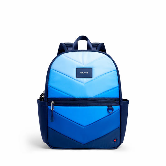 State Bags Kane Kids Double Pocket Nylon Puffer Blue Chevron