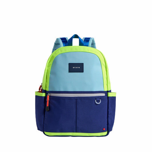 State Bags Kane Kids Travel Backpack Color Block Navy/Neon