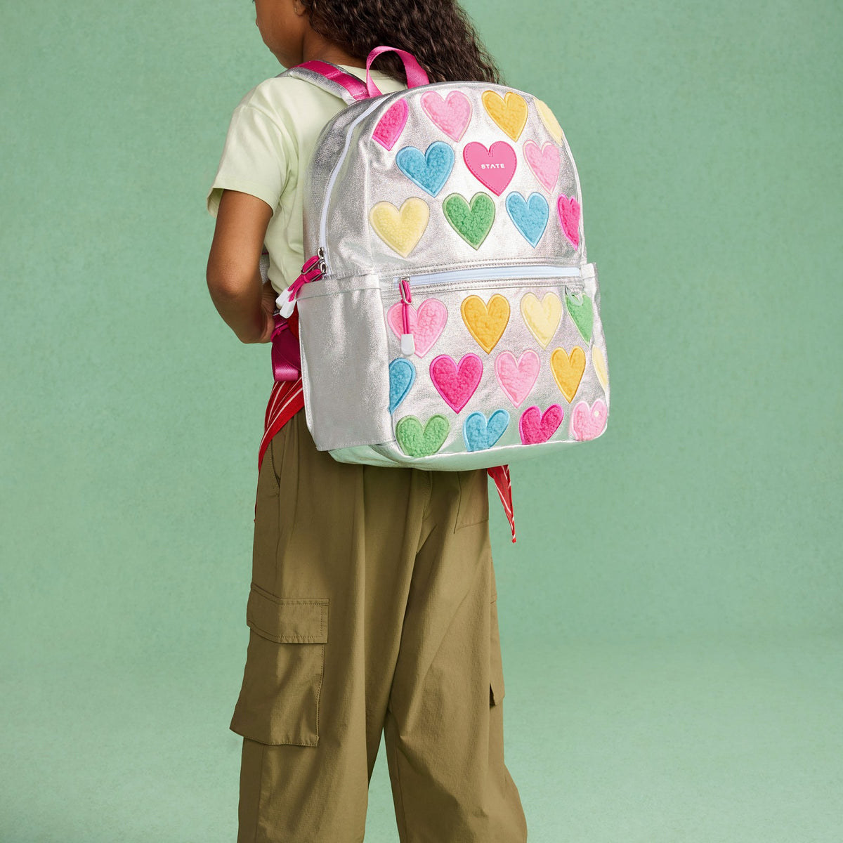 State Bags Kane Kids Metallic Happy Fuzzy Hearts