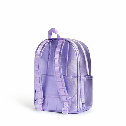 State Bags Kane Kids Double Pocket Backpack Metallic Lilac Quilted Sequins