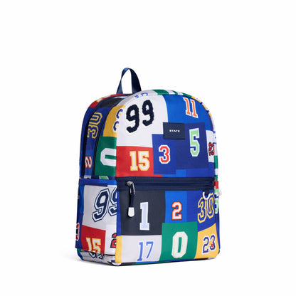 State Bags Kane Double Pocket Backpack Recycled Poly Canvas Varsity Numbers