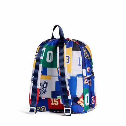 State Bags Kane Double Pocket Backpack Recycled Poly Canvas Varsity Numbers