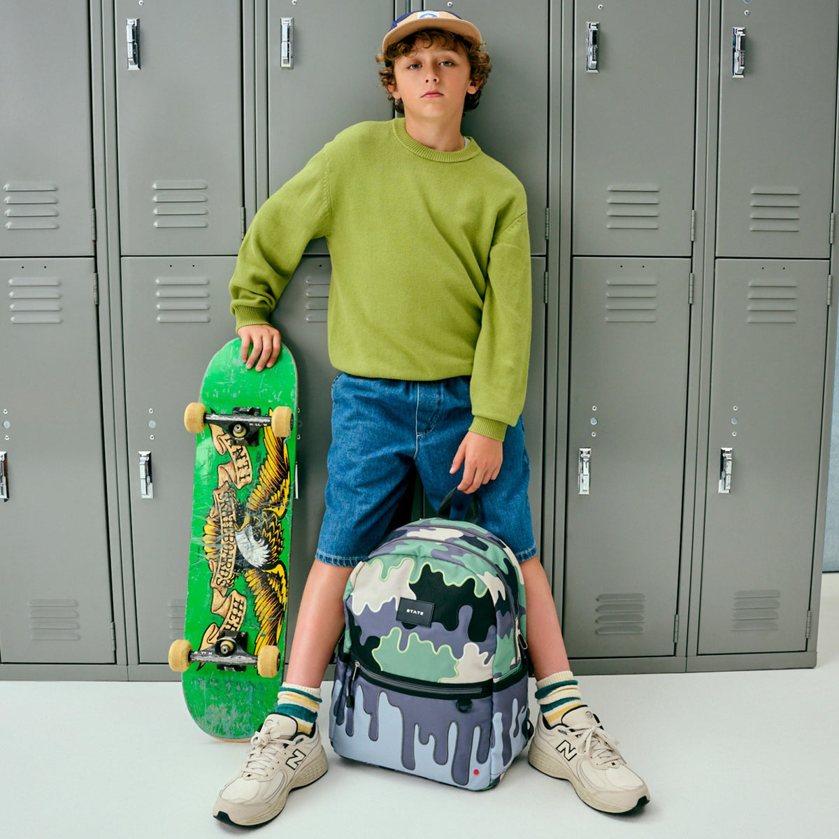 State Bags Kane Kids Double Pocket Backpack Printed Canvas Camo Drip