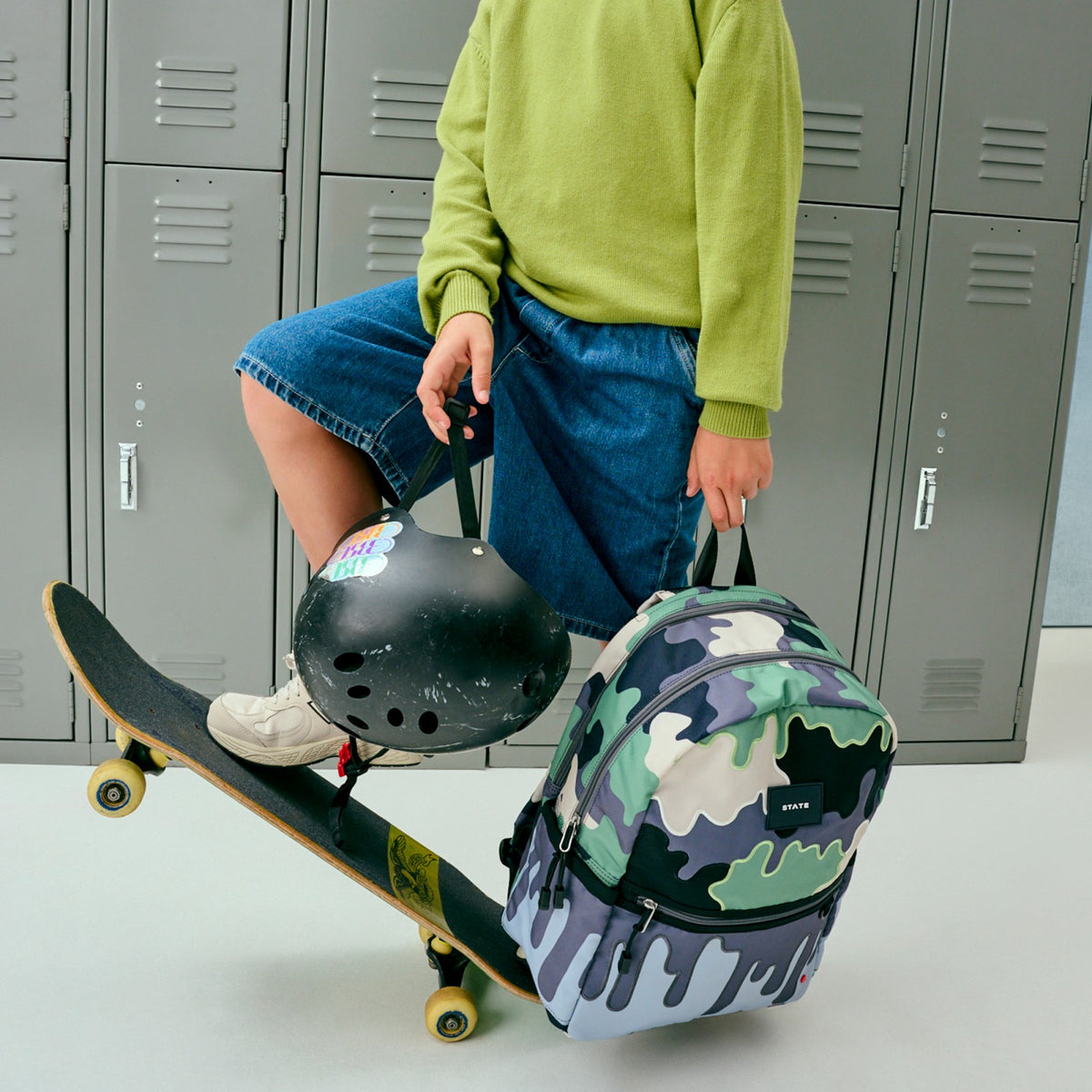 State Bags Kane Kids Double Pocket Backpack Printed Canvas Camo Drip